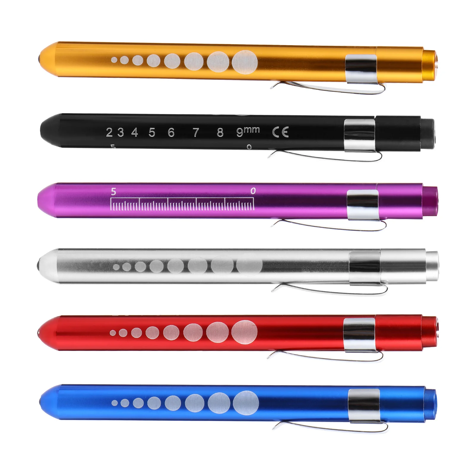 

6pcs Led With Pupil Gauge 5Cm Ruler Medical Teaching Tools For Students Nurses Reusable Lightweight Durable Sealed Beam