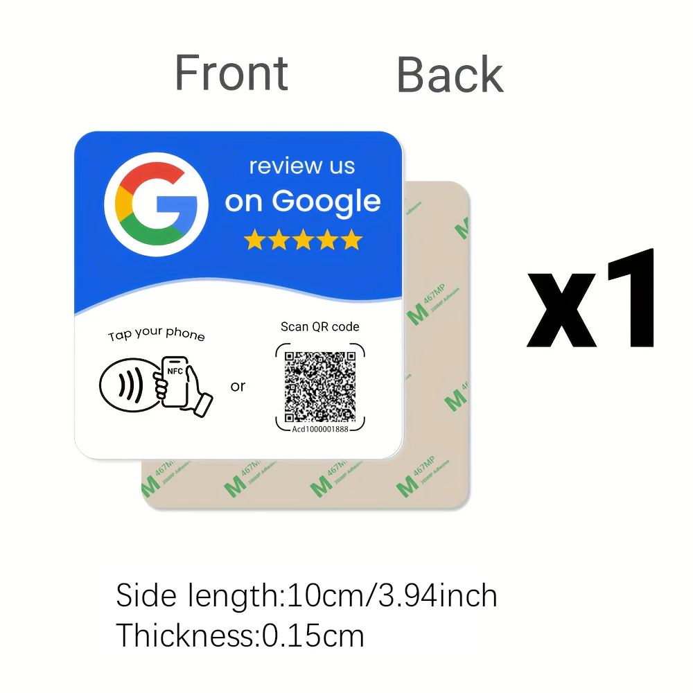 Programmable Waterproof and Wear-resistant Self-adhesive NFC Sticker NFC215 13.56MHz Store Google Review Portabble Table Display