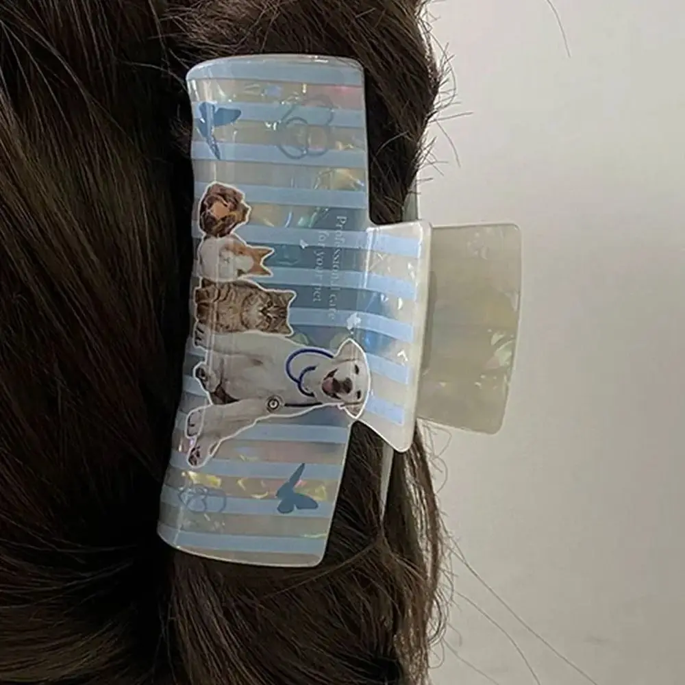 Cute Acrylic Dog Hair Claw Printing Puppy Cat Hair Clip Grab Clip Korean Animal Shark Clip Streetwear image 4