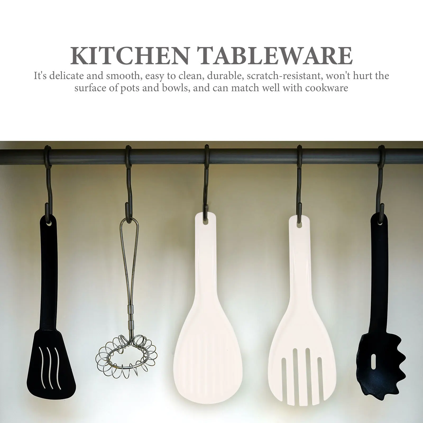 

4Pcs Non-Stick Rice Spoon Set Kitchen Cooking Utensils Reusable Paddle Lightweight Smooth Scraper for Rice Serving