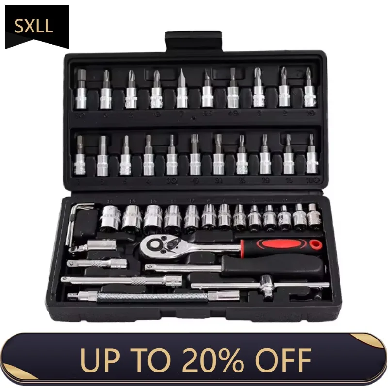 

SXLL Professional 46pcs general hardware wrench set can be customized to sample, repair wrench toolbox plastic steel screwdriver