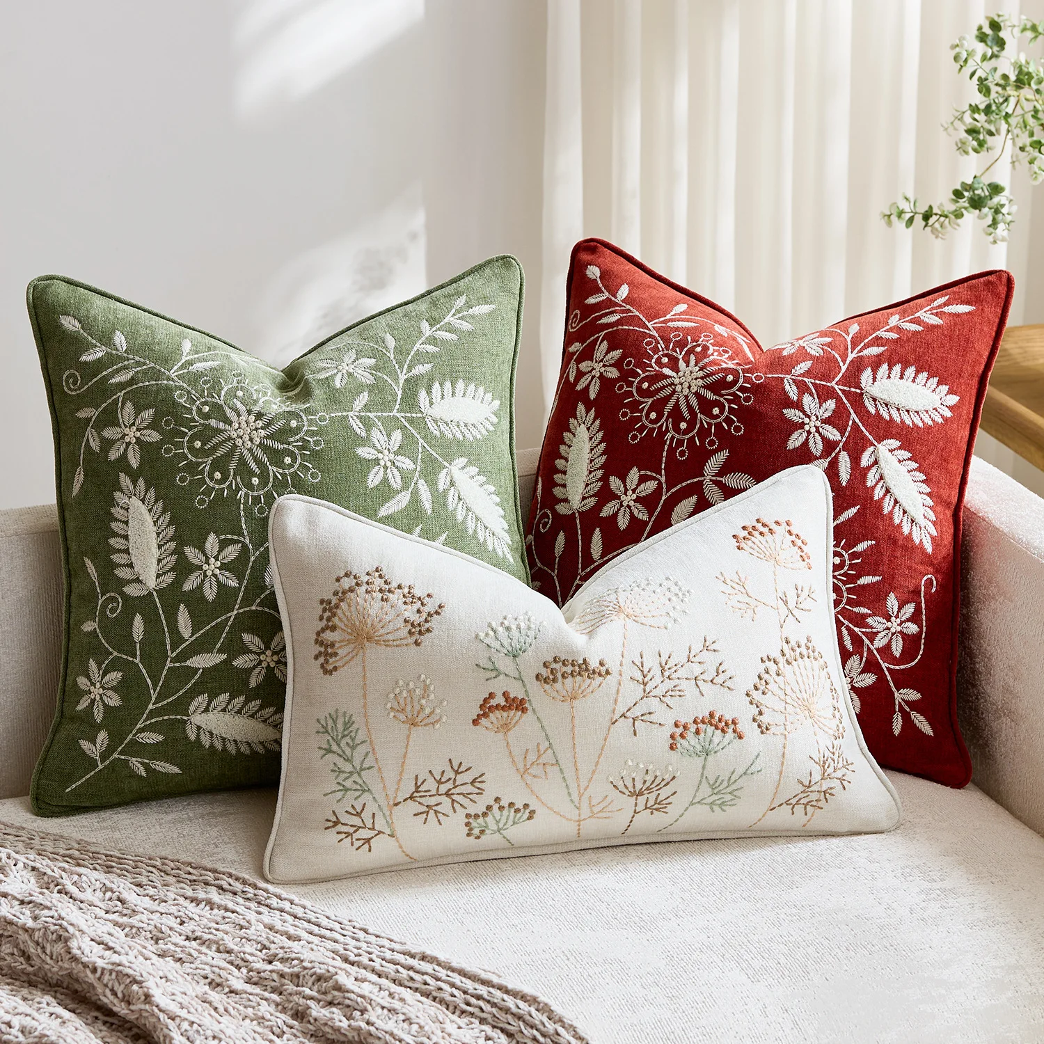 Grüner Blumen-Luxus-Kissenbezug 30x50cm 45x45cm Rechteckiges Dekoratives Lendenkissen für Couch Wohnzimmer Schlafzimmer