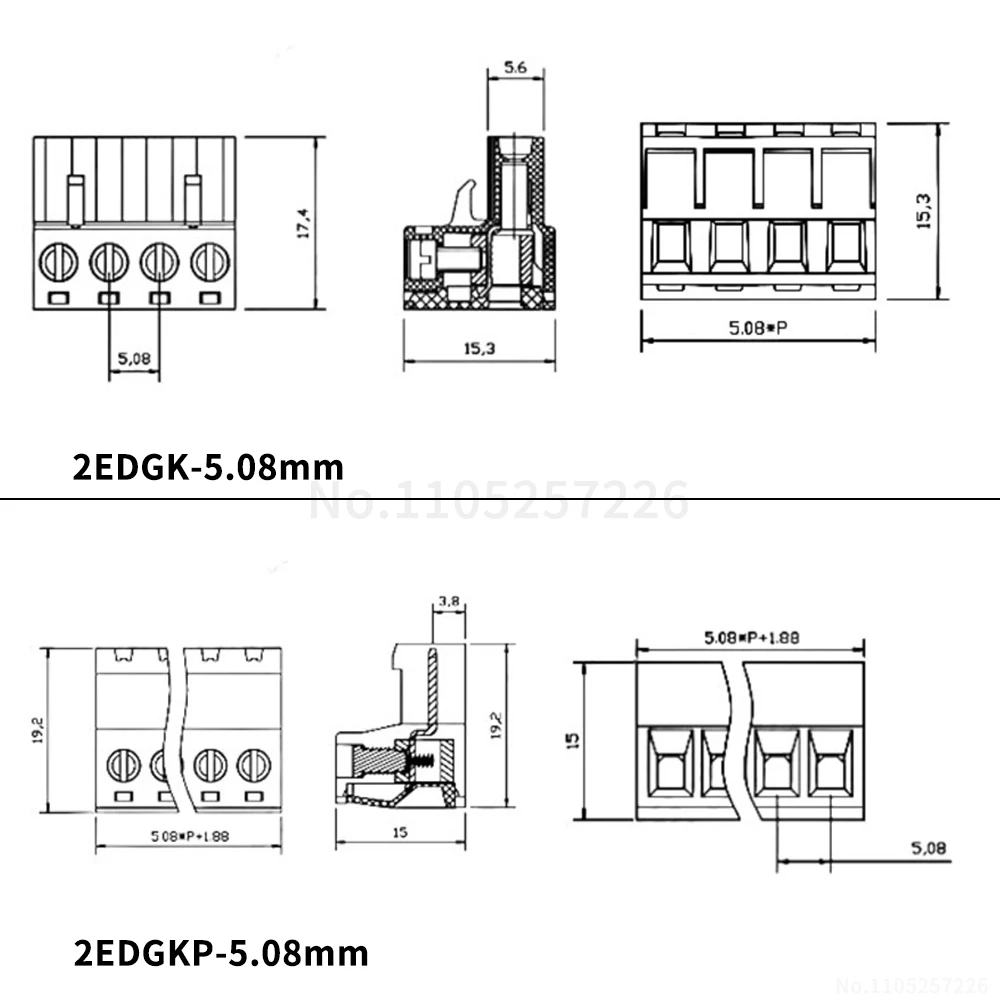 (1 Set) KF 2EDGRK - 5.08mm Solderless Plug-in Terminal Block 2EDGKP Complete Set of Mating Terminals 2–24P 15EDGRK 5.08