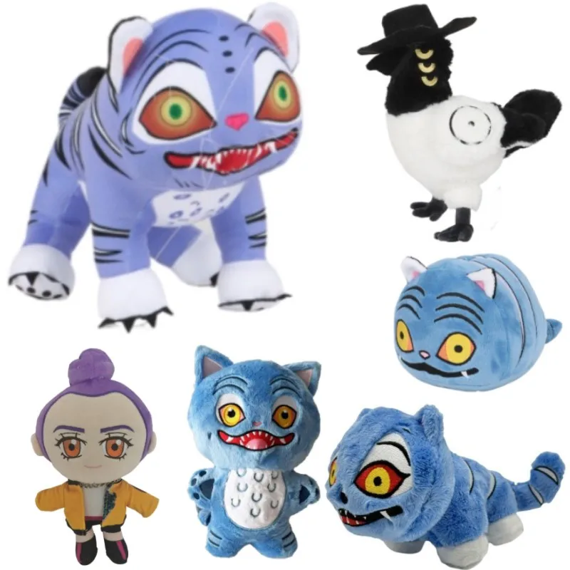 

Hot Anime Kpop Demons Hunters Plush Cute Purple Tiger Black Hat Magpie With 3 Eyes Monster Hunt Girl Group Stuffed For Fans Gift