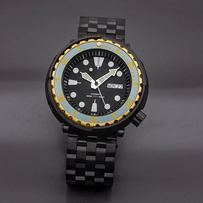 Black Tuna Case 20ATM Waterproof Sapphire Crystal Watch NH35 Japan Movement Luminous Dial Tuna Canned Diving Watch Men Watch