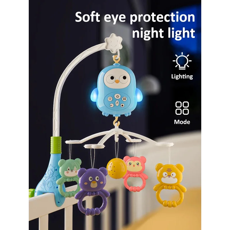 Baby Music Rotating Bed Bell Toy Cute Owl Shape Modern Baby Hanging Rattle Music Bedside Bell Toy Holiday Gift
