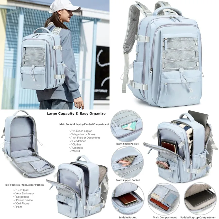 

Travel Backpack for Women Men Laptop Backpacks with USB Port Carry on Bag Airline Approved Large College School Bookbags Waterp