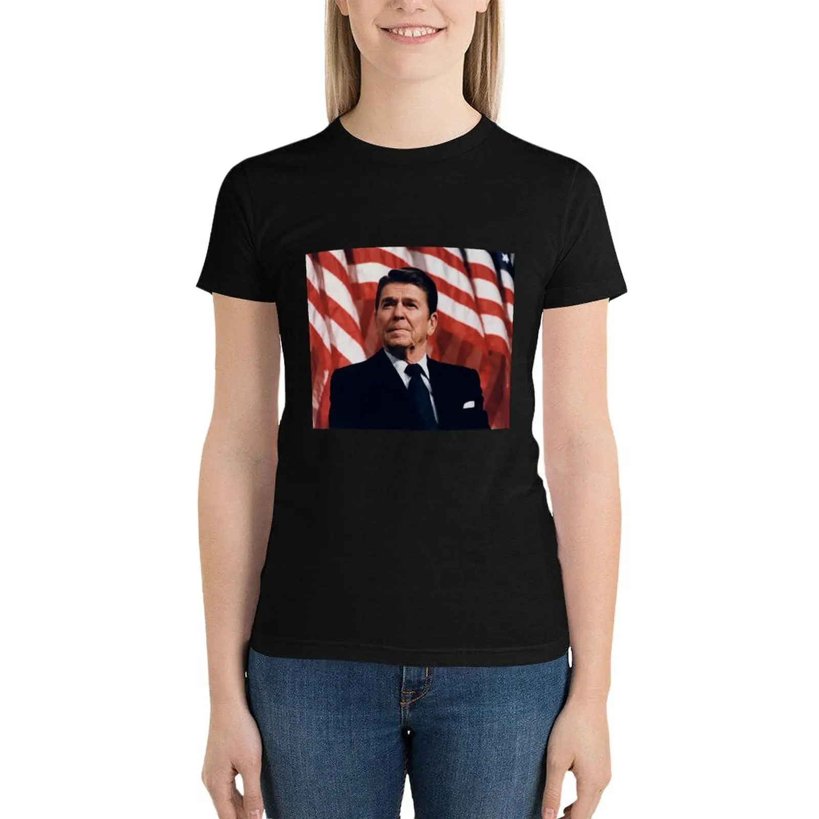 

Ronald Reagan T-Shirt Blouse summer top Womens graphic t shirts