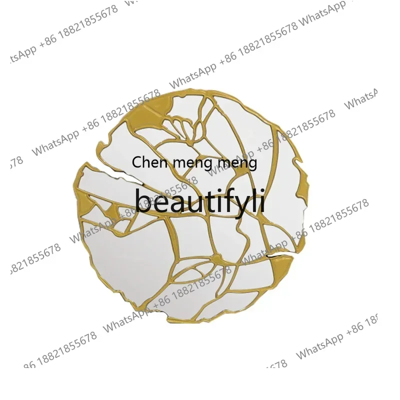 

X Wall decorative mirror living room wall entrance metal mirror background light luxury modern art bronze mirror