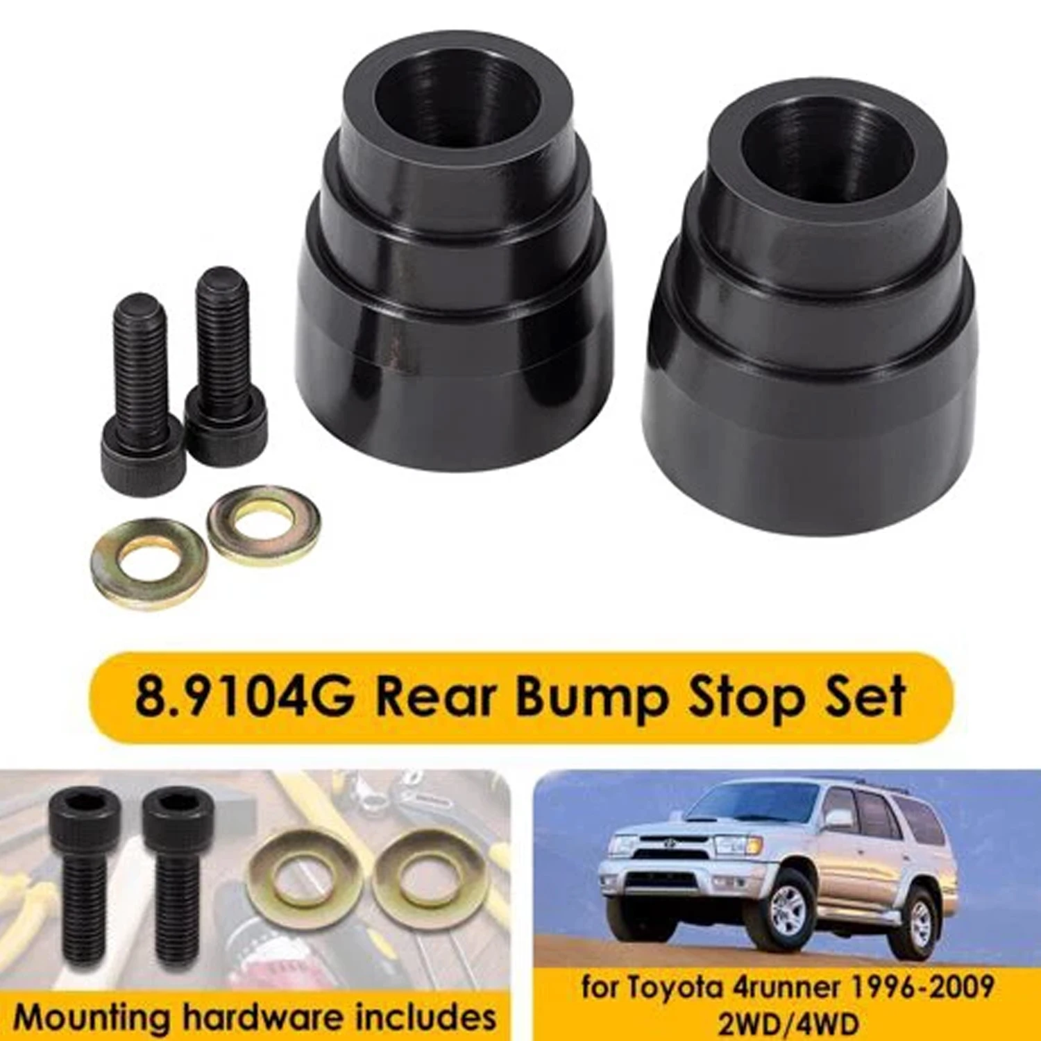 

8.9104G Комплект задних стопоров (одна пара) для автомобилей, грузовиков и внедорожников, для Toyota 4runner 1996-2009 2WD/4WD - черный