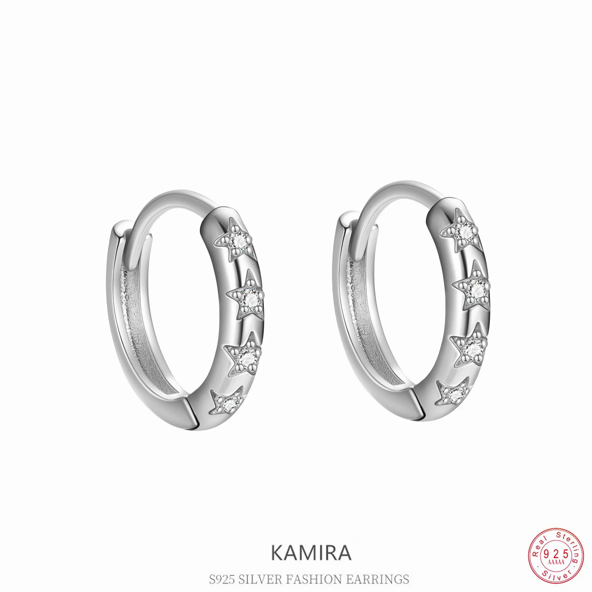 

KAMIRA 925 Sterling Silver Romantic Delicate Star Zircon Earrings for Women Party Wedding Charm Fashion Jewelry Accessories Girl