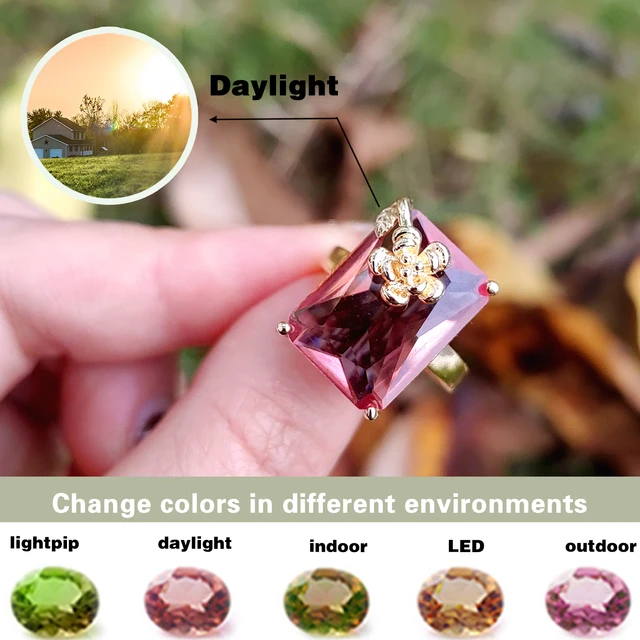 Turkish Sultanite Color changing stone rectangular rings for women change different colors according to different light sources AliExpress