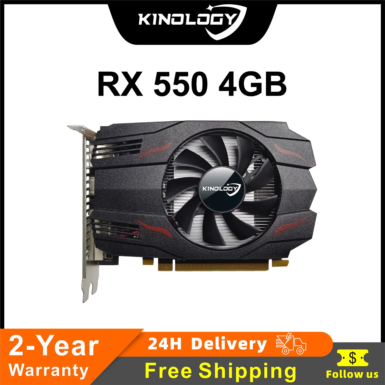 Kinology Graphics Card AMD GPU Radeon RX 550 4G GDDR5 128Bit 14nm Computer PC RX550 PCI-E 3.0 Gaming Video Cards Full New