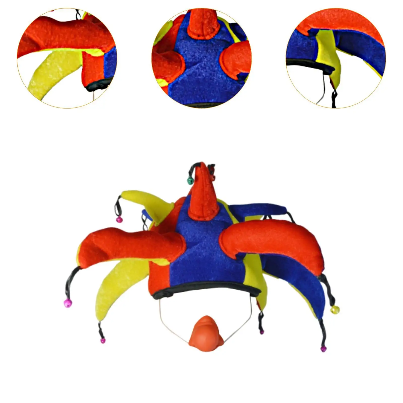 Шляпа клоуна для костюма на Хэллоуин, красочные вечерние головные уборы для маскарада, косплей, забавная шляпа шута для декора Хэллоуина, карнавала