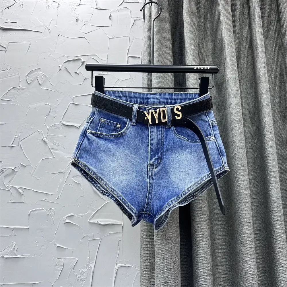Blue High Waisted Denim Shorts Summer Women's Buttocks Elastic Jeans Shorts