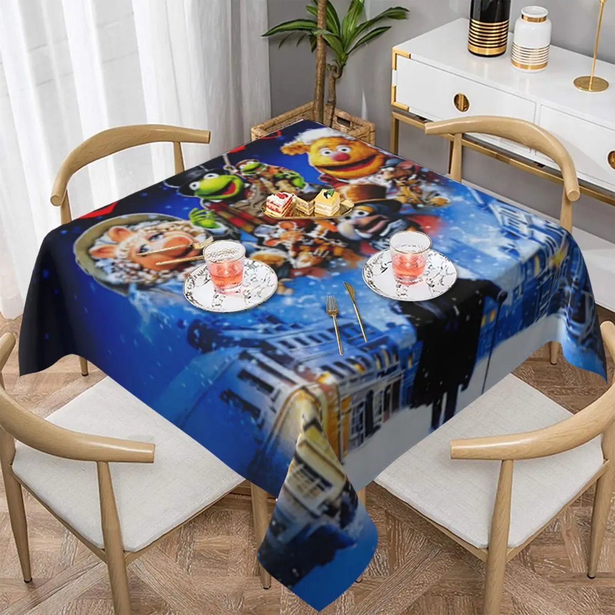 Muppet عيد الميلاد كارول مقاوم للماء مفرش المائدة مربع مفرش طاولة مقاوم للزيت لأحداث المطبخ غطاء طاولة الطعام