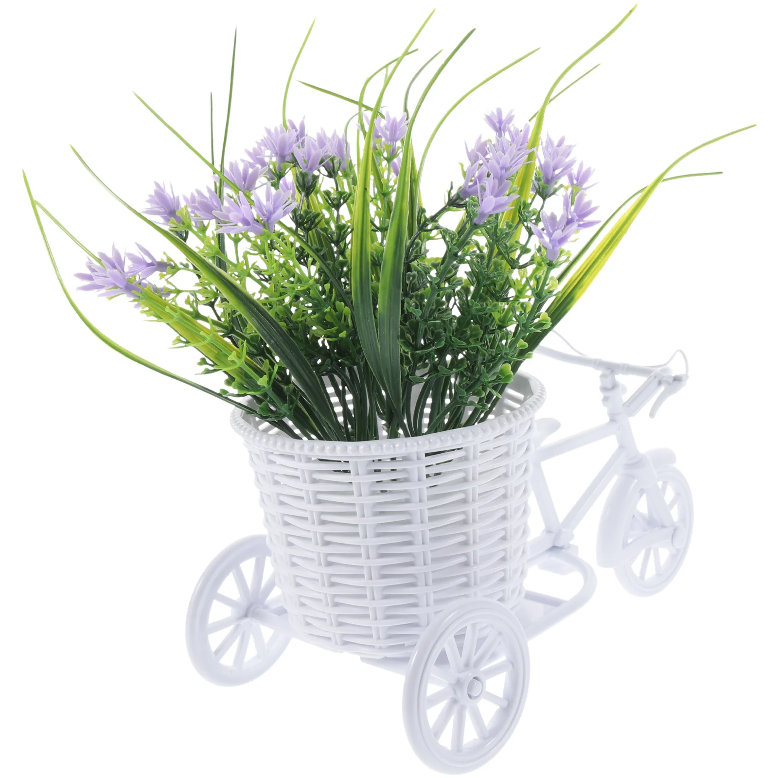 

Simulation Flower Bonsai Artificial Decor Retro Bicycle Basket Centerpieces Violet Home Decor Fake Flower Bike Basket