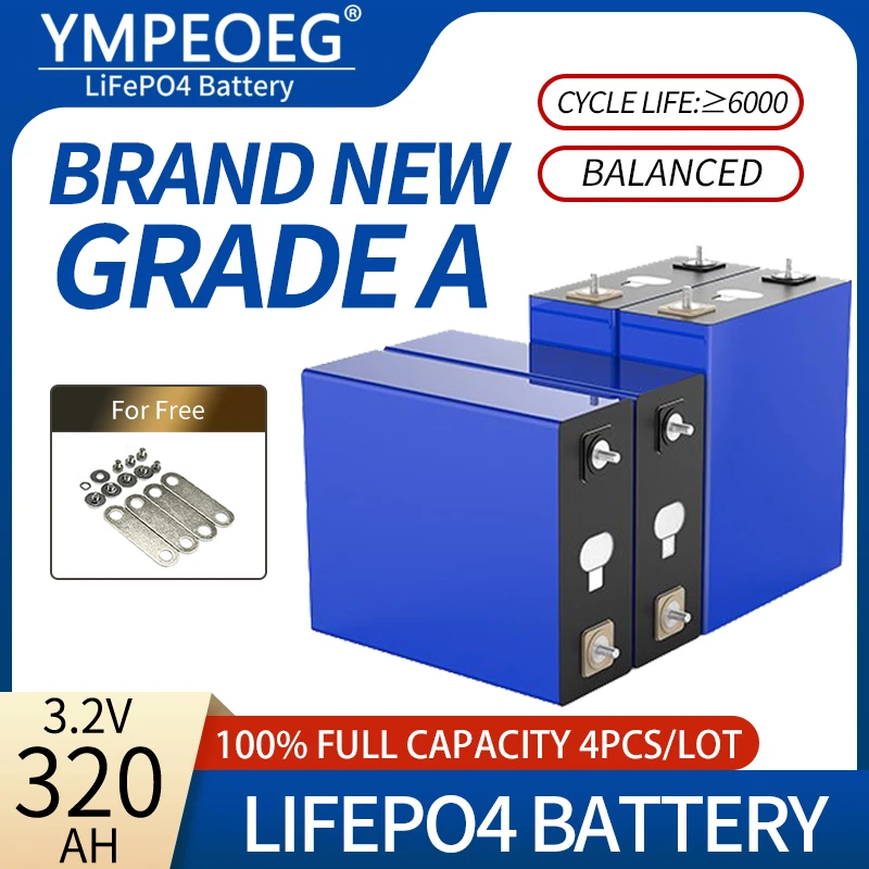 

Новые аккумуляторные элементы LiFePO4 класса А, 4/8 шт., 3.2В 320Ач, 100% полная емкость, глубокий цикл заряда, перезаряжаемые, для солнечных систем и домашнего хранения энергии