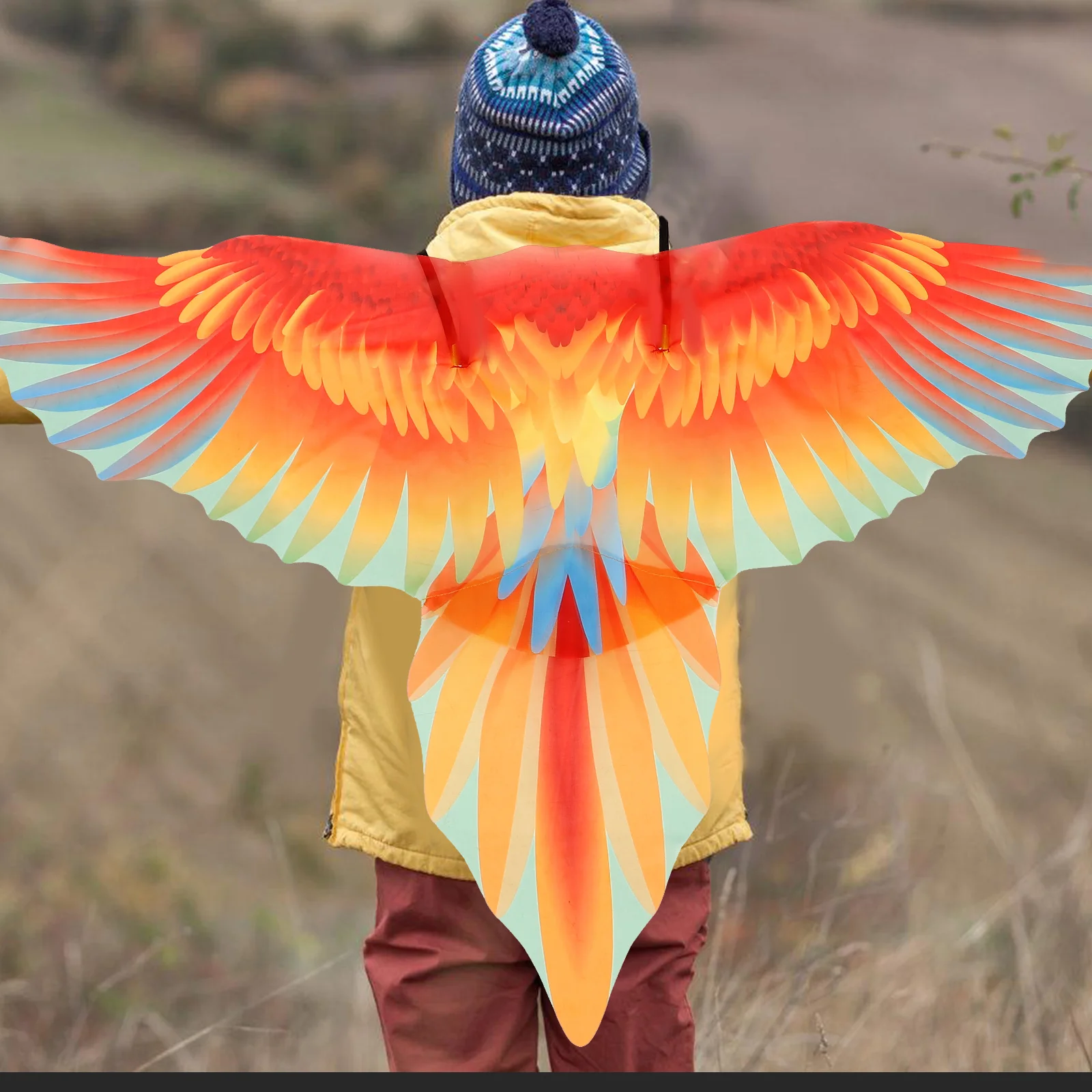

Parrot Wings Cloak Kids Cloth Halloween Party Cape Pretend Play Stage Performance Prop