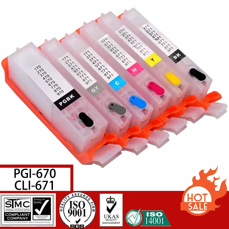 Compatible Empty Refillable Ink Cartridge for Canon PGI670 CLI671 670 671 with Auto Reset chip suit For Canon PIXMA MG7760