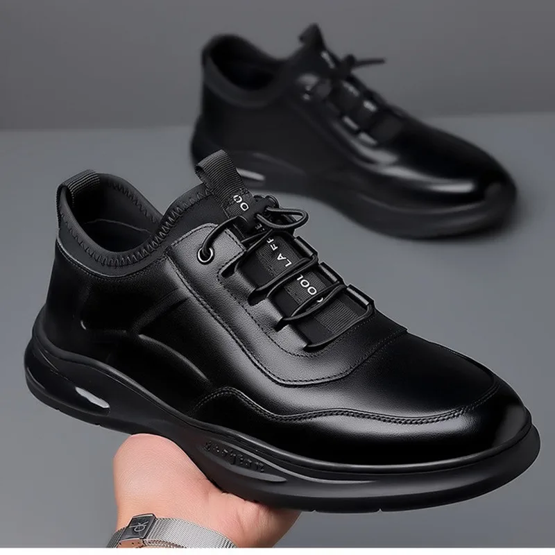 Genuine Leather Men\'s Business Casual Shoes Breathable Comfortable No Slip Versatile Shoes Loafers Men Sneakers Chaussures Homme