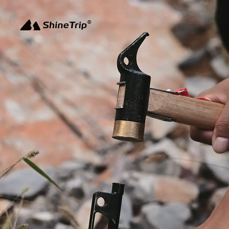 ShineTrip Outdoor Multi functional Camping Hammer Copper Hammer Camping Nail Hammer Tent Canopy Nail Puller Ground Nail Hammer