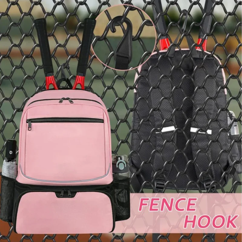 حقيبة ظهر احترافية للتنس، حزمة مضرب رياضية ذات سعة كبيرة تحمل 1-2 مضارب تنس في الهواء الطلق مع جيب للأحذية