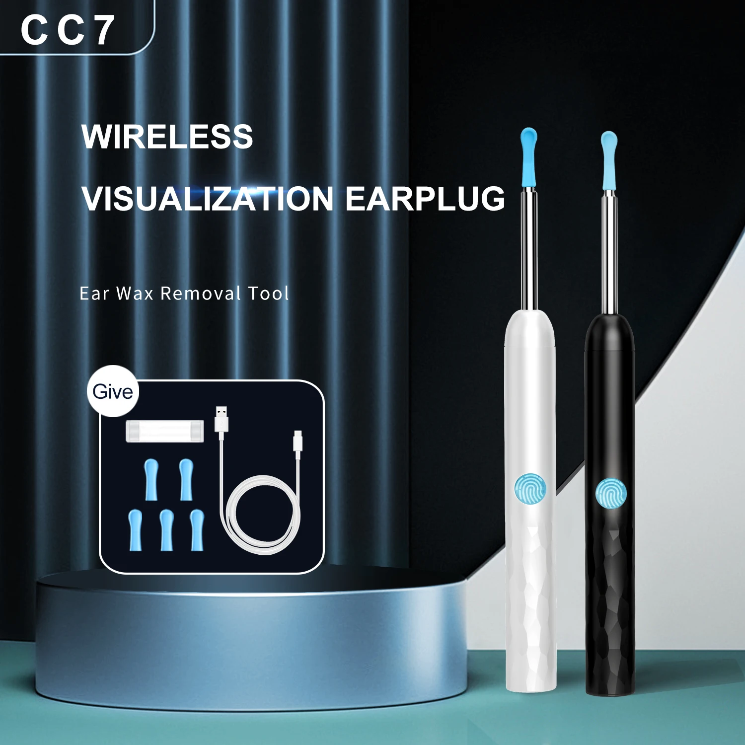 

Visual ear-picking stick, stainless steel body, 6 LED shadowless lamps, enjoy ear cleaning without blind spots