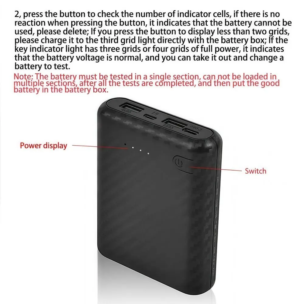 Portable DIY Power Bank Box 4 Slots 18650 Fast Charging Charger Case Mini Solderless Power Supply Housing Batteries Charging