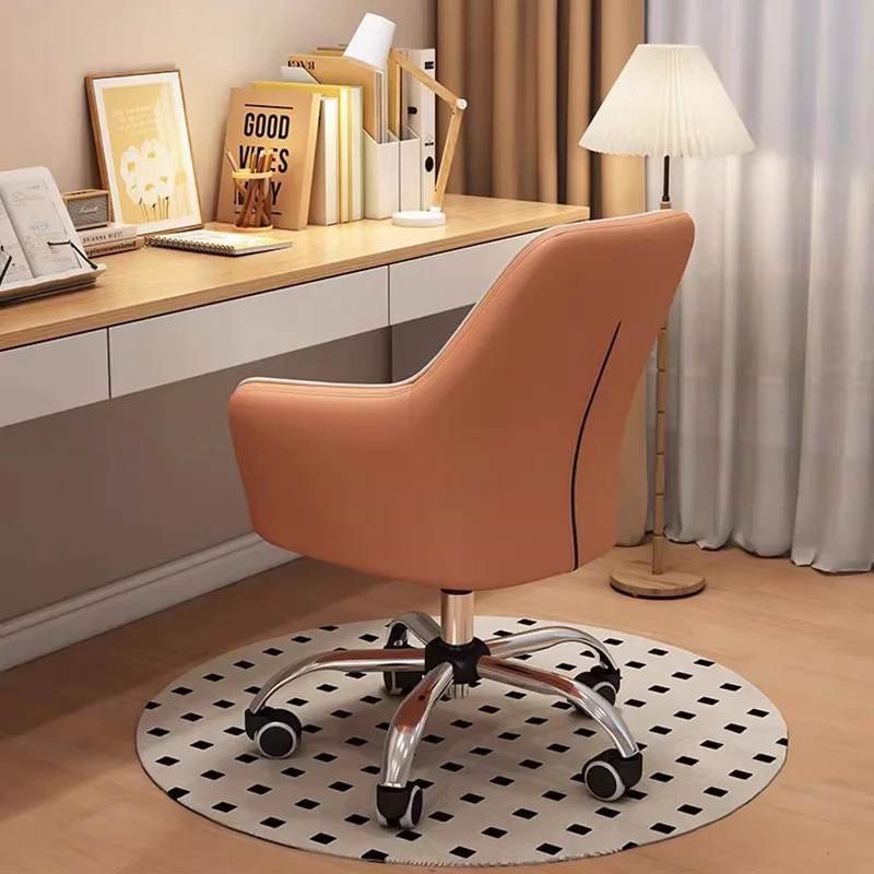 Comfortable Nordic Office Chair Designer Lazy Leather Study Throne Office Chair Portable Relaxing Wheels Stoel Home Furniture