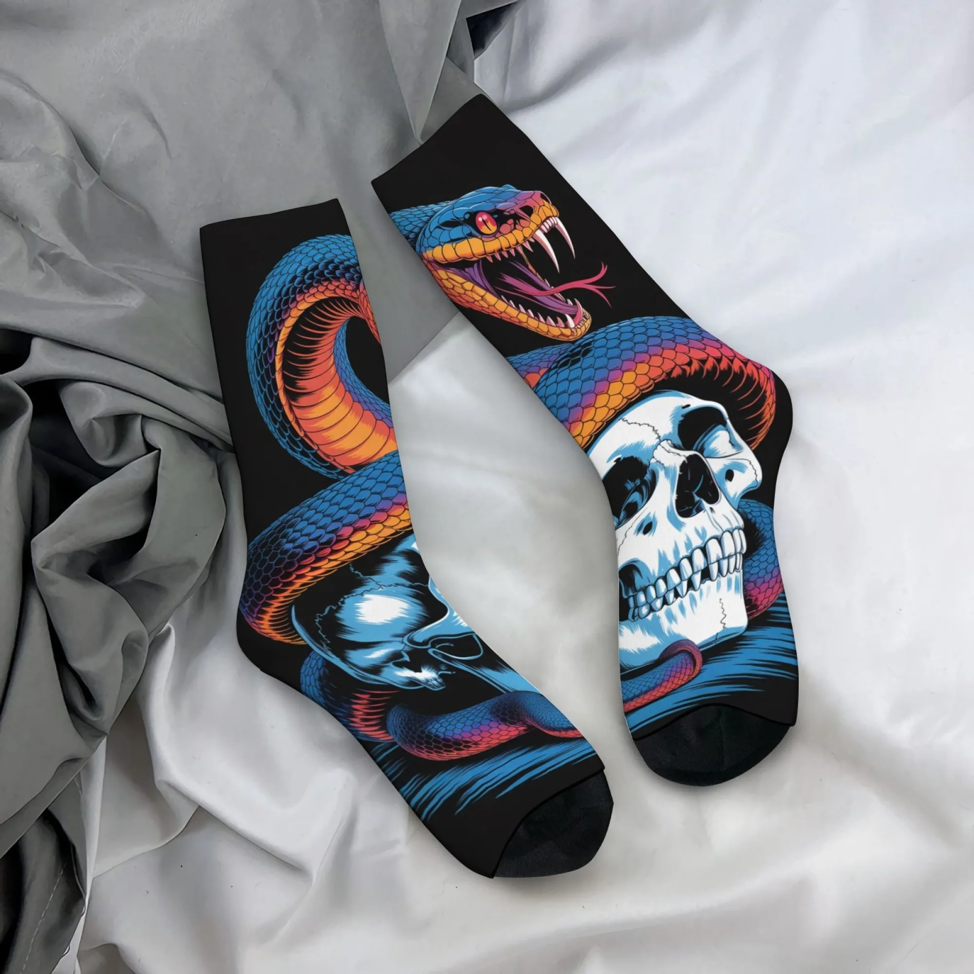 

Skull Cobra Retro Comic Socks Harajuku Style Casual Fashion Men's Socks Crazy Street Hip-Hop Funny Socks Novelty Party Gift