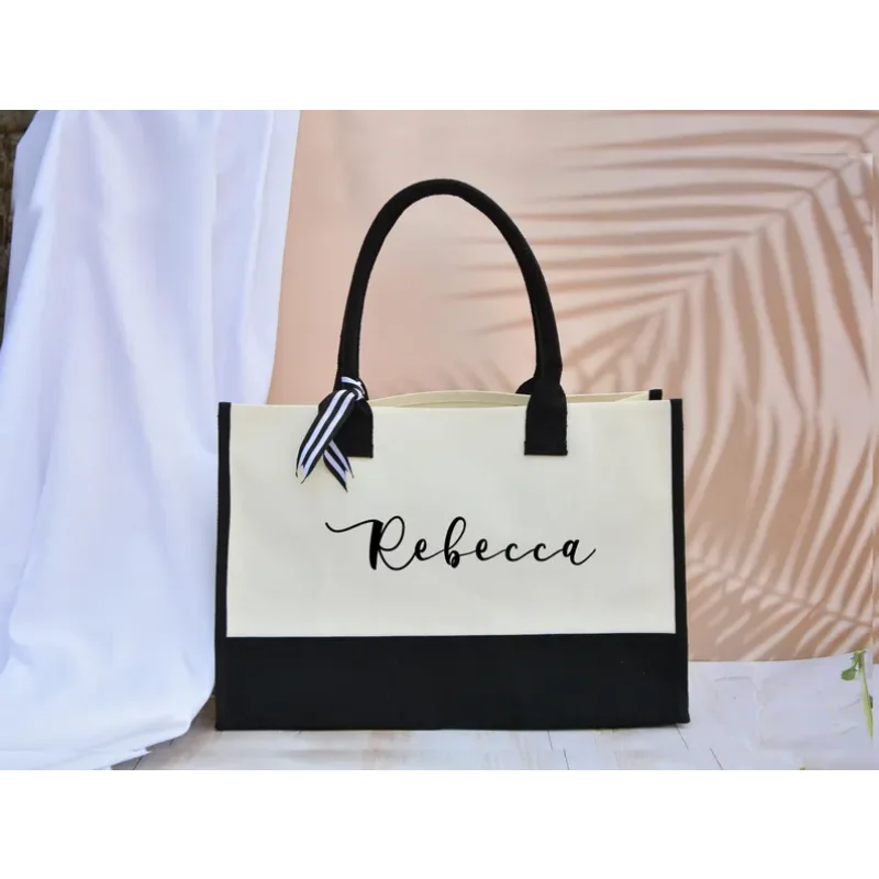 شخصية اسم الخيش وصيفه الشرف حمل حقيبة مخصصة حقيبة شاطئية هدية العازبة حفلة لصالح حمل حقيبة زفاف العروس ليكون هدية #5