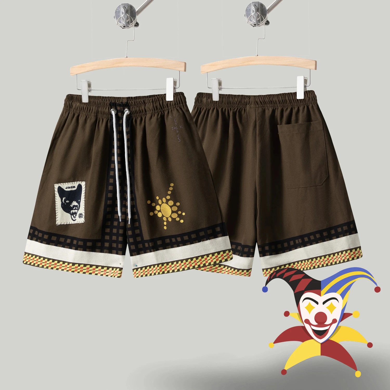 Cactus Jack Wolf Sweat Shorts Men Women Drawstring Breeches