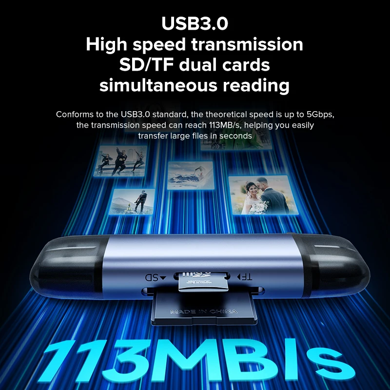 LLANO 카드 리더기 Type-C USB 3.0 SD TF 마이크로 SD 메모리 카드, PC/전화/태블릿과 호환 가능