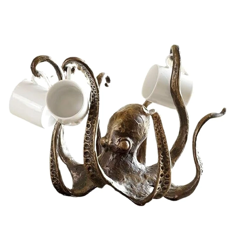 

Octopus Coffee Mug Holder, Retro Style Resin Octopus Cup Holder, Mug Tree For Counter, Jewellery Hanging Rack Easy To Use Bronze