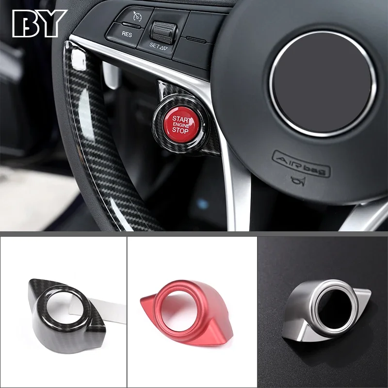 For Alfa Romeo Giulia Stelvio 2017-2019 Car Interior One-key Start Decoration Ring Cover Stick Auto Interior Accessories