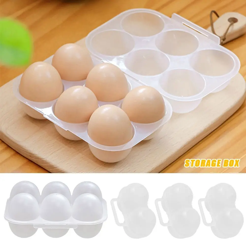 Portable 2 Grid 6 Gird Storage Box Plastic Transparent Eggs Case Large Capacity Egg Storage Tool Egg Carton Picnic