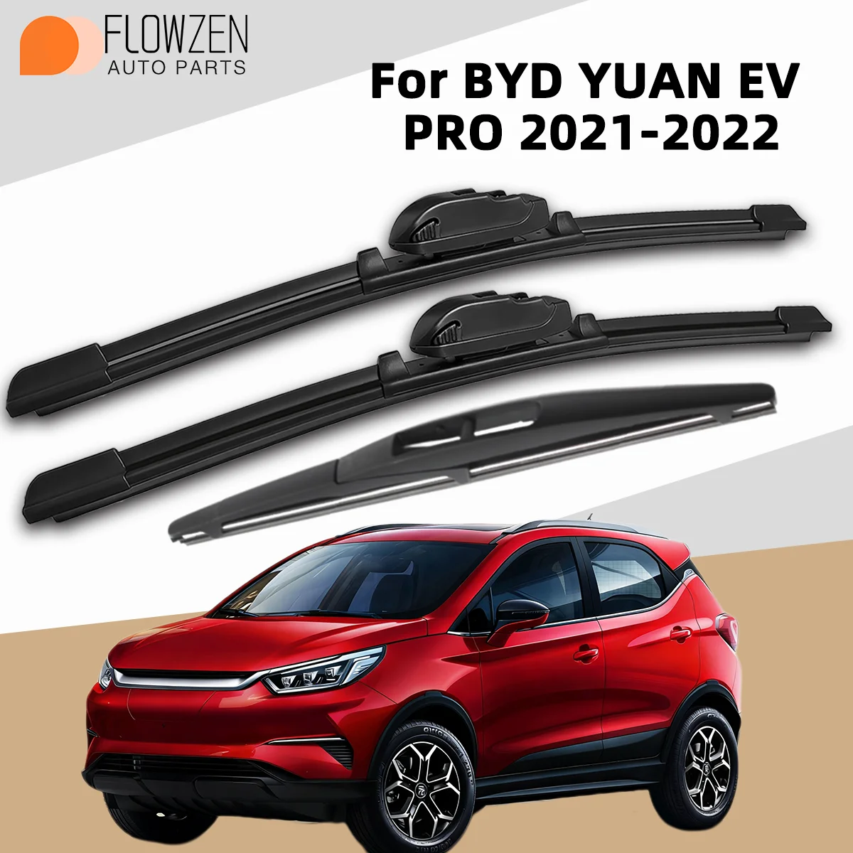 

Комплект задних и передних дворников FLOWZEN (1/3 шт.) для BYD YUAN EV PRO 2021-2022, аксессуары для автомобиля