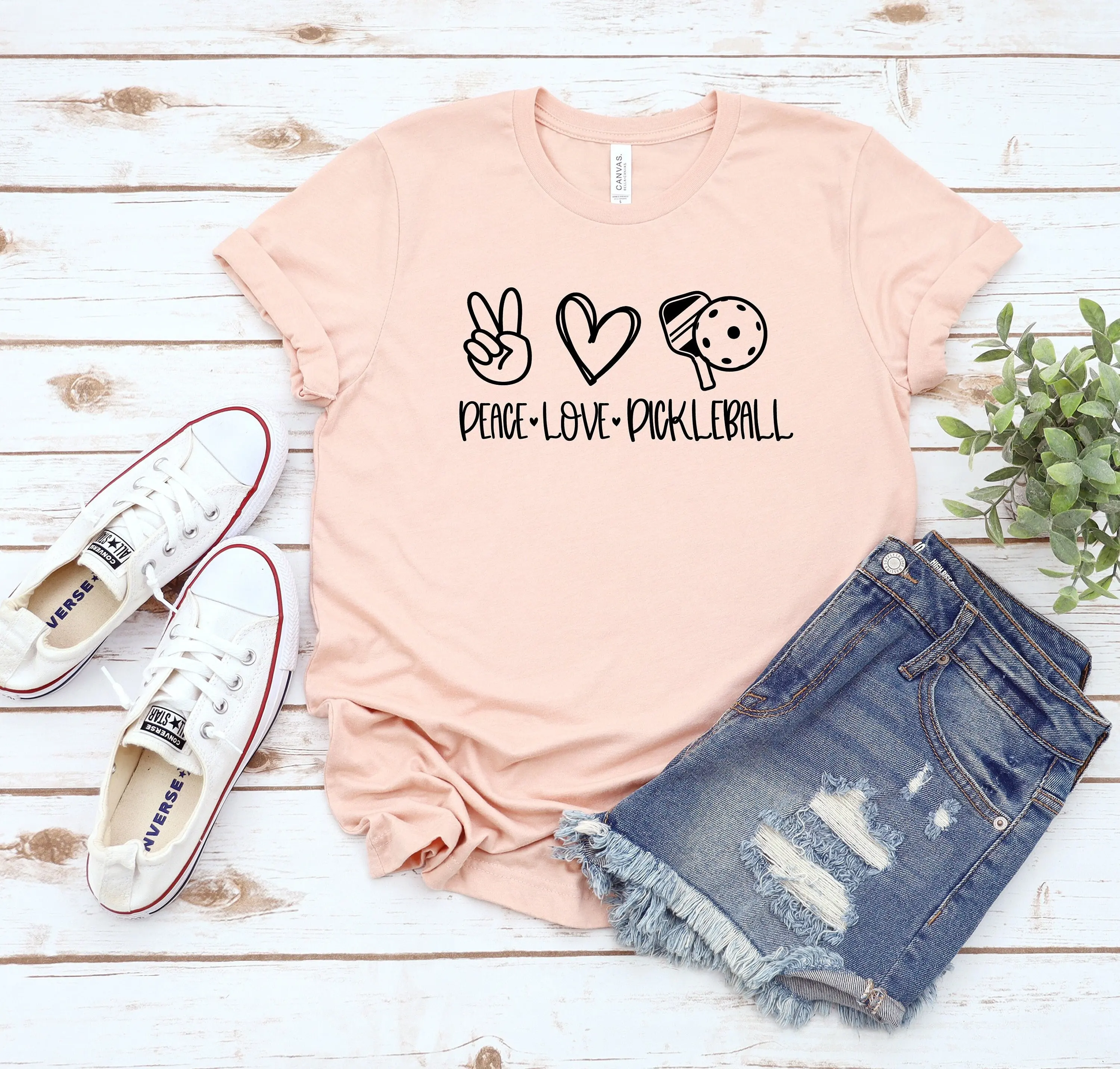 

Peace Love Pickleball T Shirt for Women Player