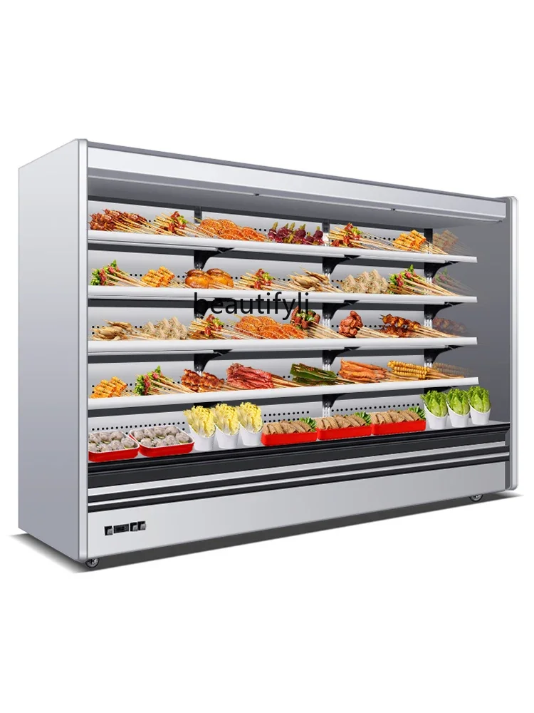 BBQ fried skewers commercial refrigerated Malatang ordering cabinet vertical air curtain cabinet fruit preservation cabinet