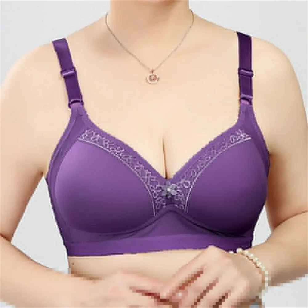 BCHRAYIUP Women's Sexy Non-Wired Light Padded Bra Plunge Full Coverage Soft Cups Bralette 36 38 40 42 44 A B C