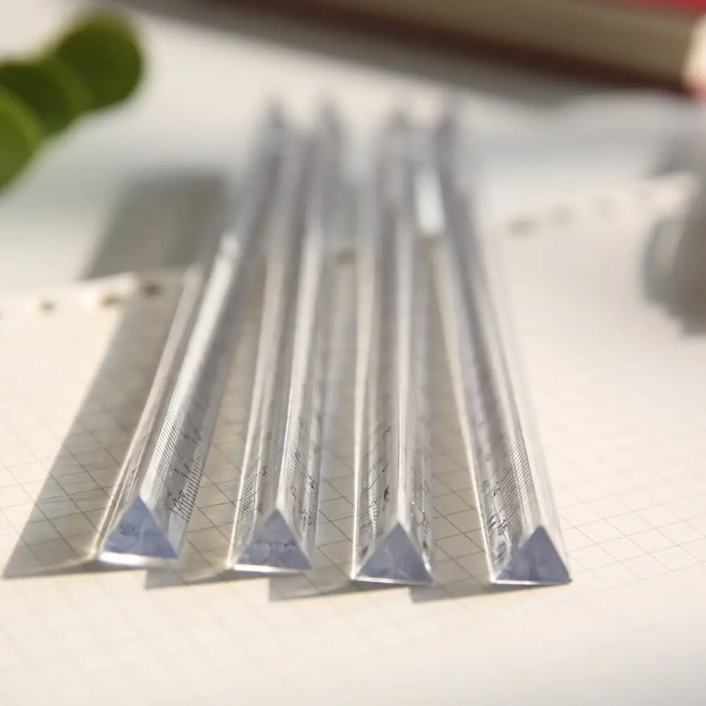 High Quality Plastic Triangular Ruler Transparent 3-Sided Scale Straight Ruler 15/20cm Prism Scale Ruler Students