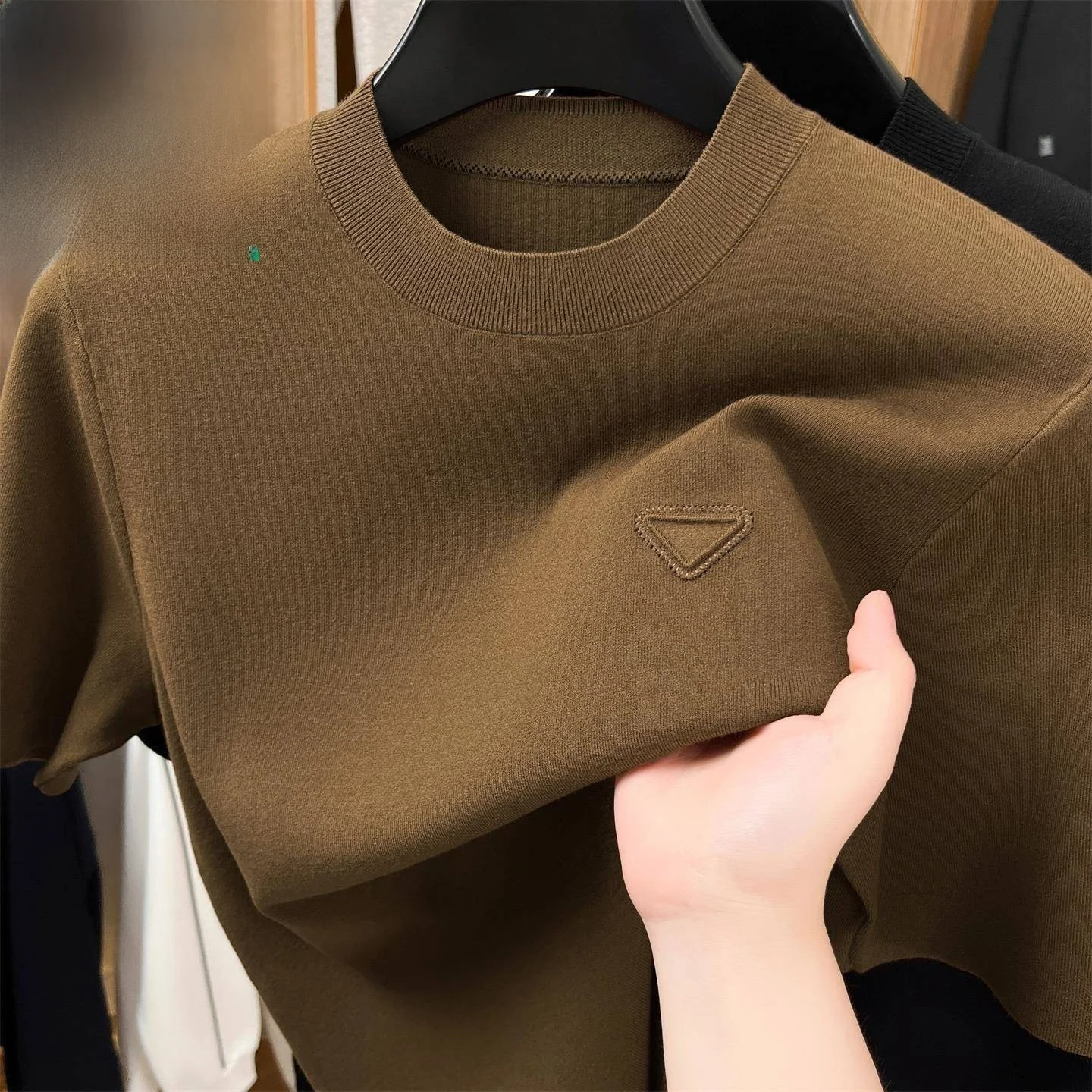 

Мужской шерстяной свитер с круглым вырезом, трикотажный, для весны и осени, модный городской стиль, удобный крой, одежда для мужчин среднего возраста