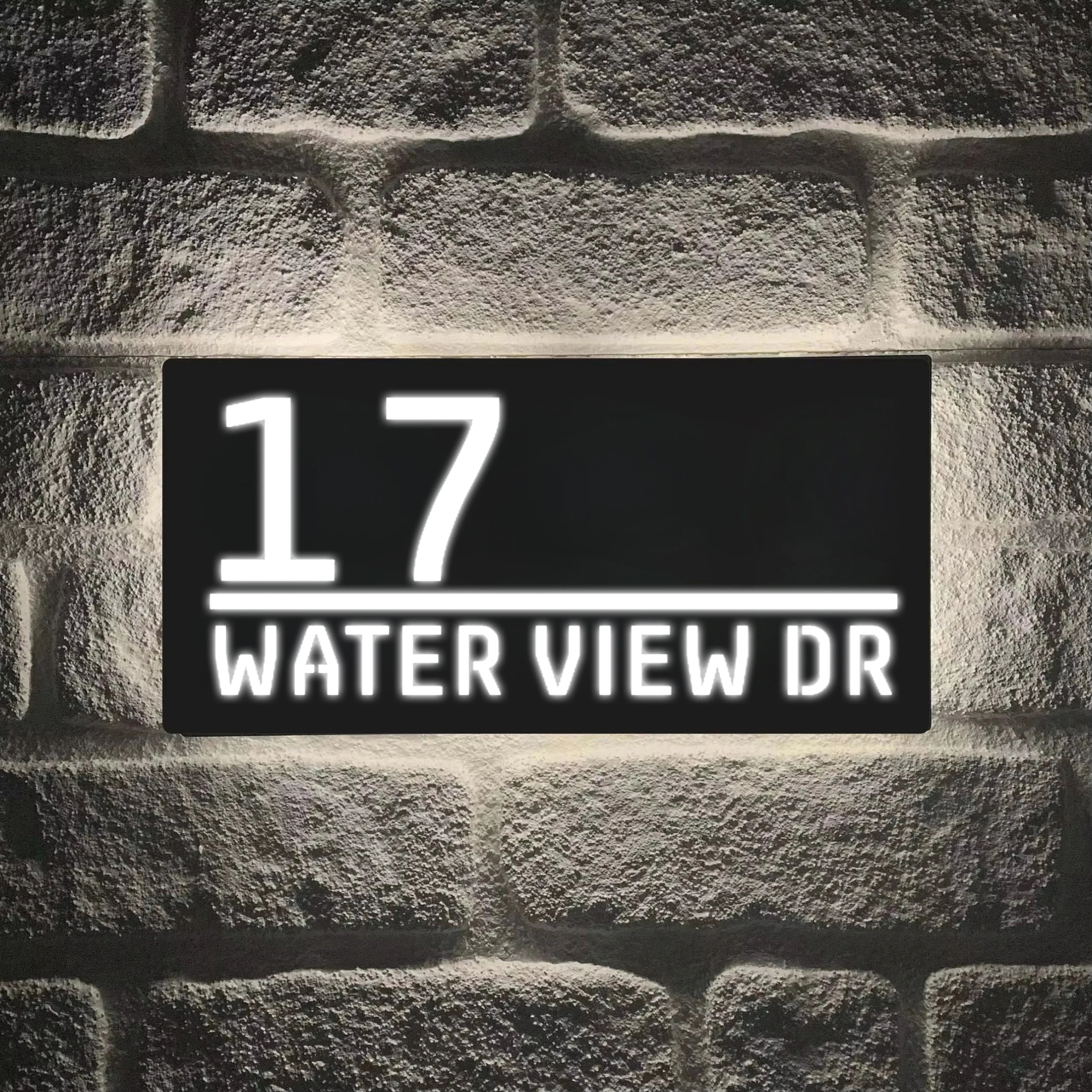 Modern LED Illuminated House Number Sign, Personalized Backlit Address Plaque, Custom Street Name House Sign for Outdoor Display