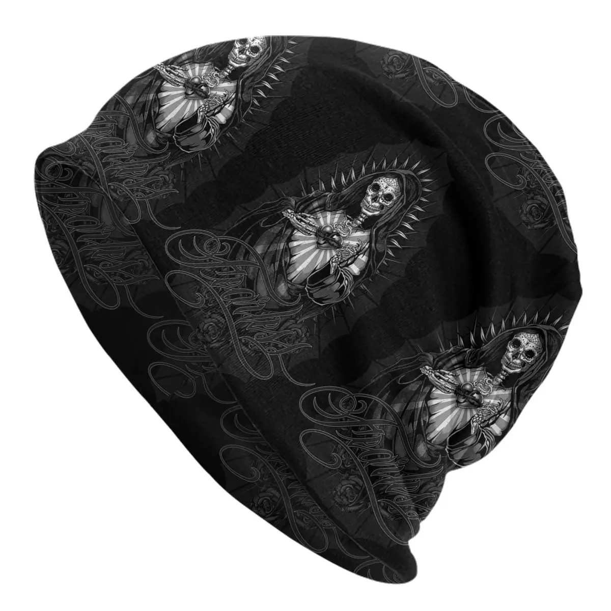 Santa Muerte Spanish Holy Death Unisex Adult Beanies Caps Knitting Bonnet Hat Warm Fashion Autumn Winter Outdoor Skullies Hats