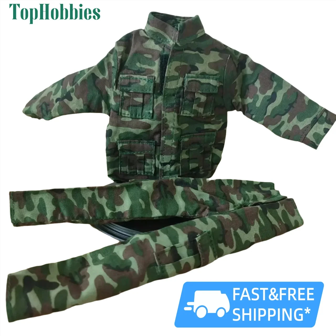 Zestaw munduru wojskowego Royal Marines w skali 1:6, kamuflaż dżunglowy, płaszcz i spodnie dla figurki akcji 12-calowej.