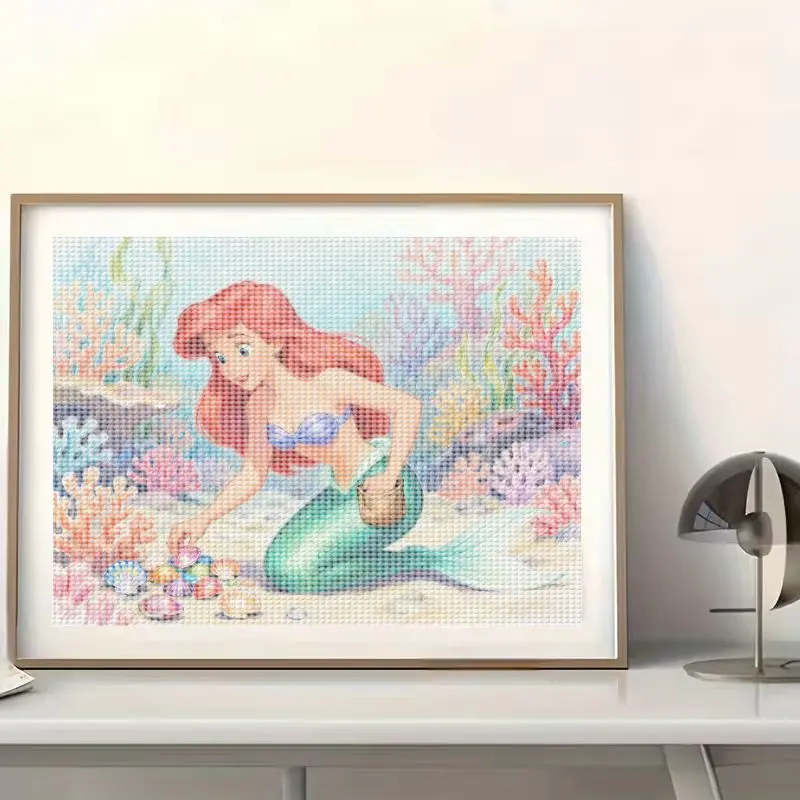 1pc 5d diy kit de pintura diamante broca completa, disney a pequena sereia ariel & conchas tema, cristal espumante gem arte artesanato s