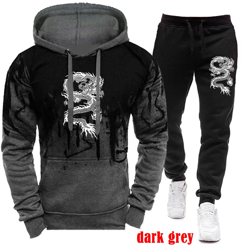 Men's Fashion Winter Tracksuit Mens Casual Sports Loose Wear Pullover Sweatershirt Jogging Suits Hoodie And Pants Tracksuits