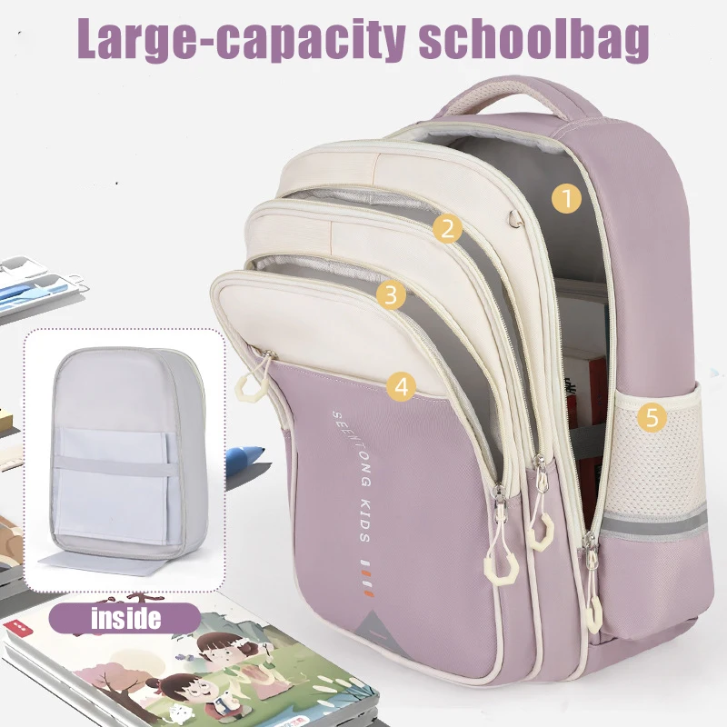 Ransel Sekolah Anak yang Dapat Disesuaikan untuk Anak Laki-laki Perempuan Desain Pertumbuhan Ergonomis Ringan Tas Buku Dasar Tahan Air