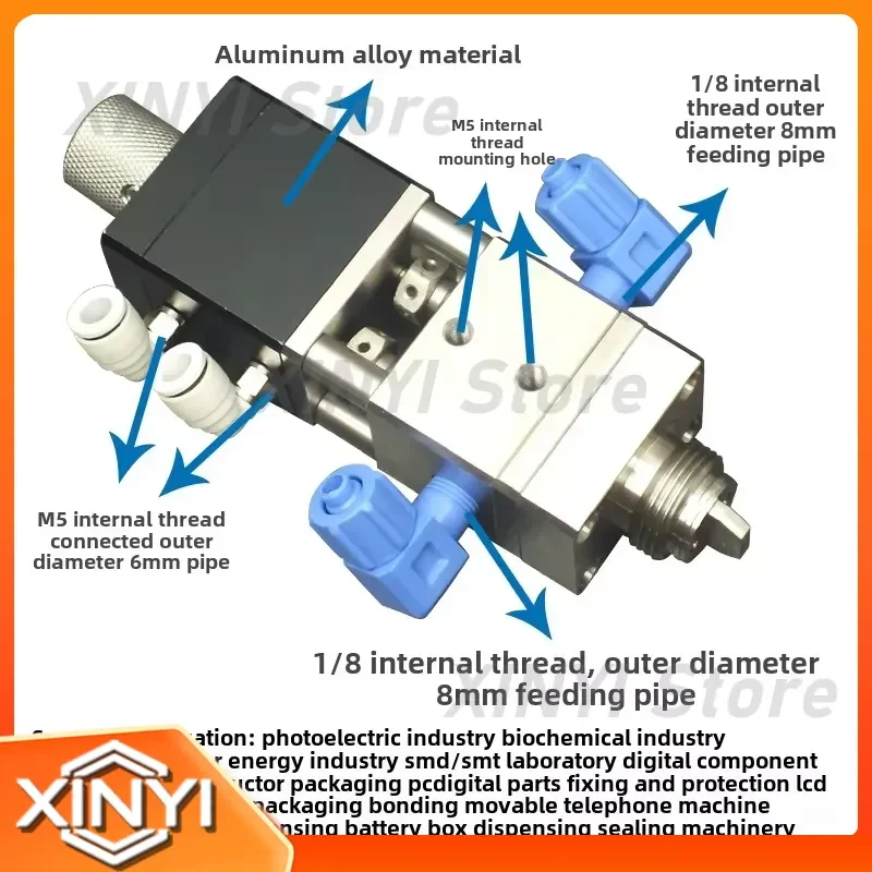for Double Liquid Large Flow UV Glue Valve Single Cylinder Stainless Steel Dispensing Valve for Ab Machinery Industrial